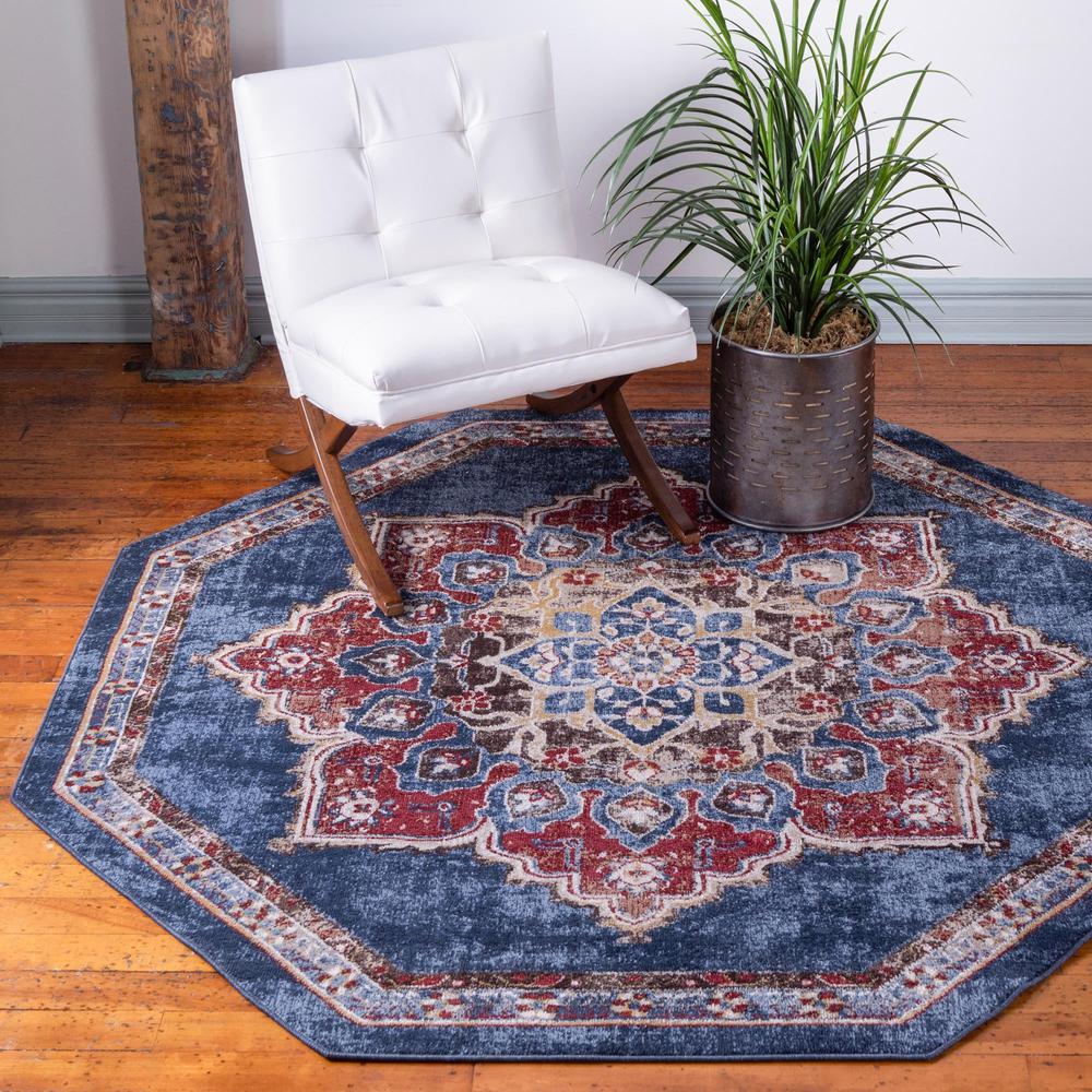 Unique Loom 8 Ft Octagon Rug in Navy Blue (3153864). Picture 2