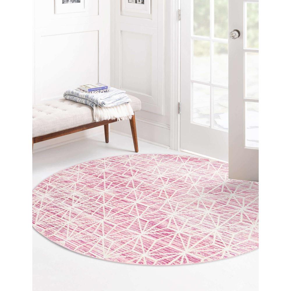 Uptown Fifth Avenue Area Rug 5' 3" x 5' 3", Round Pink. Picture 3
