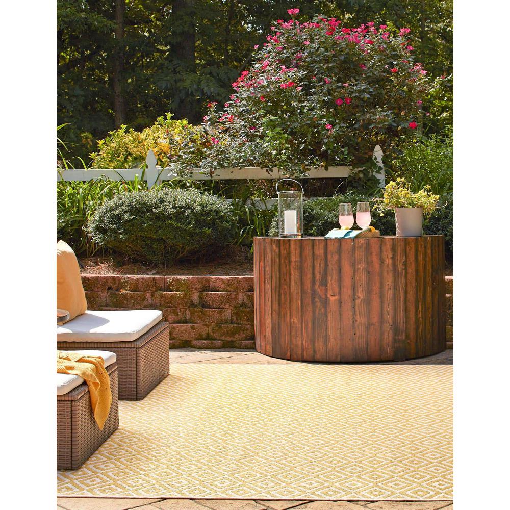 Jill Zarin Outdoor Costa Rica Area Rug 13' 0" x 13' 0", Square Yellow Ivory. Picture 3