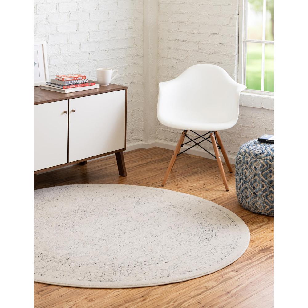 Unique Loom 6 Ft Round Rug in Ivory (3161908). Picture 3