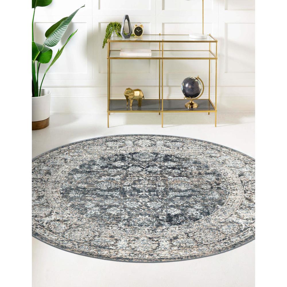 Uptown Area Rug 5' 3" x 5' 3", Round, Navy Blue. Picture 2