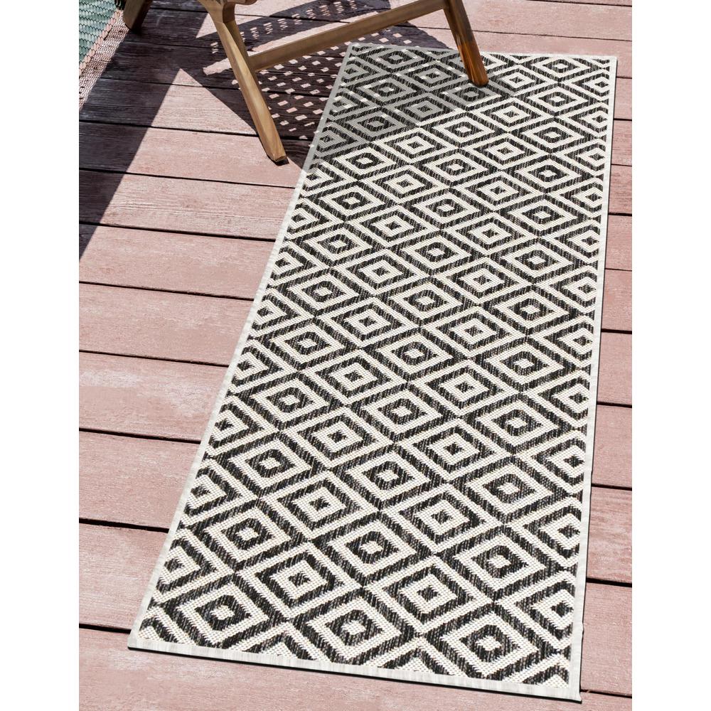 Jill Zarin Outdoor Costa Rica Area Rug 2' 0" x 8' 0", Runner Charcoal Gray. Picture 2