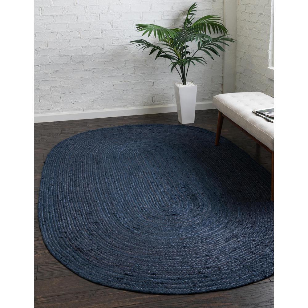 Unique Loom 8x10 Oval Rug in Navy Blue (3153092). Picture 2