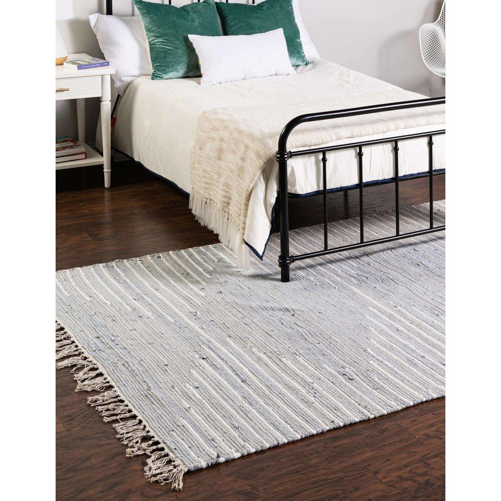 Chindi Cotton Collection, Area Rug, Light Gray, 5' 1" x 8' 0", Rectangular. Picture 3
