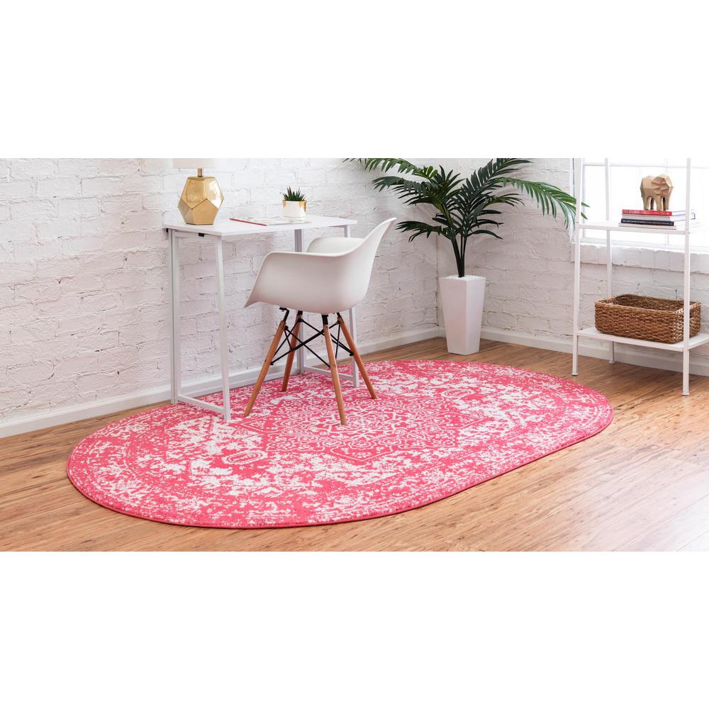 Unique Loom 8x10 Oval Rug in Pink (3150508). Picture 3