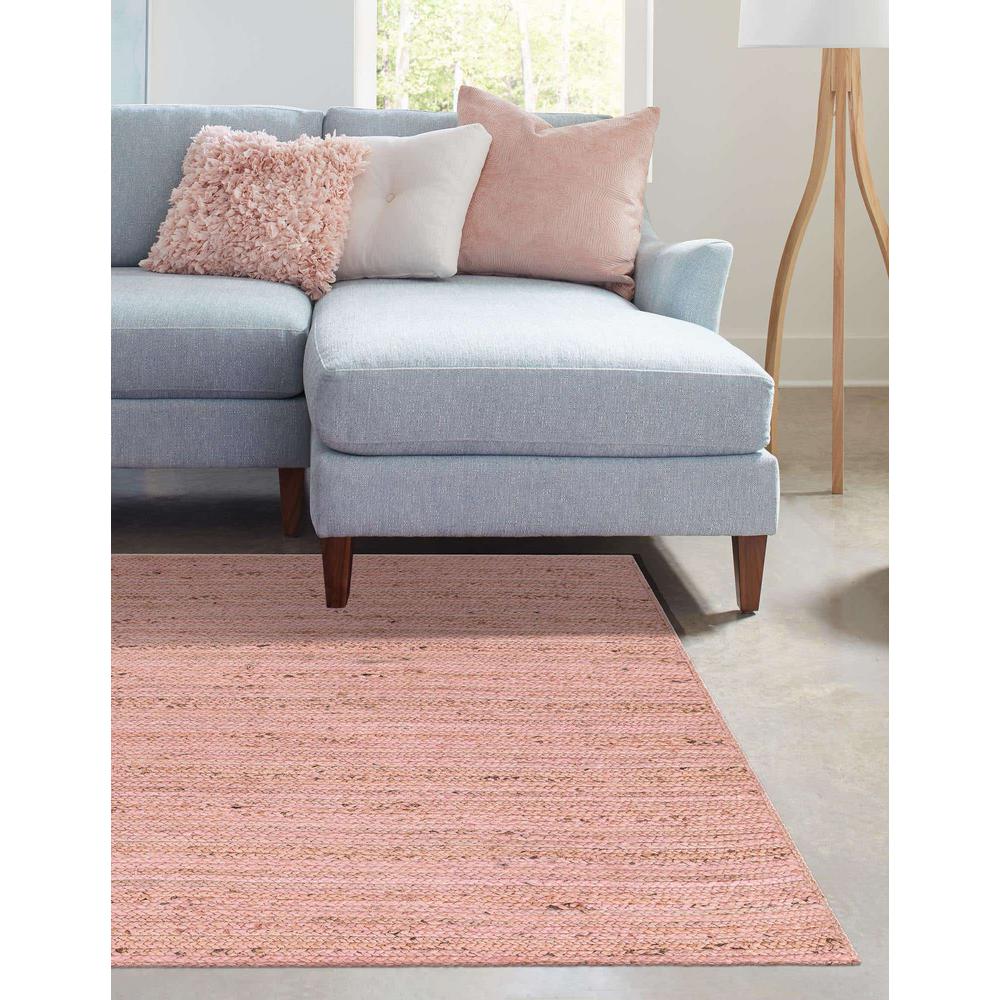 Braided Jute Collection, Area Rug, Light Pink, 6' 1" x 9' 0", Rectangular. Picture 3