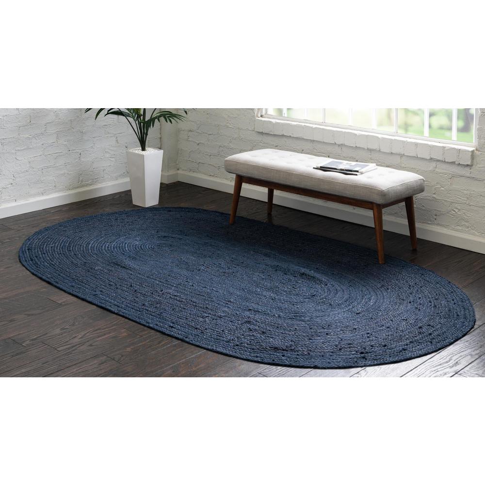 Unique Loom 8x10 Oval Rug in Navy Blue (3153092). Picture 3