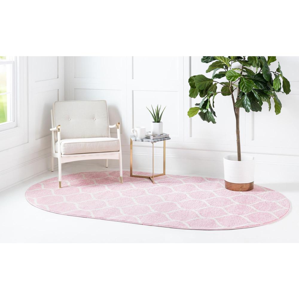Unique Loom 5x8 Oval Rug in Pink (3151538). Picture 3