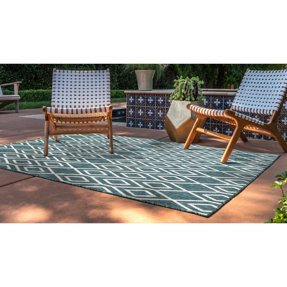 Jill Zarin Outdoor Turks and Caicos Area Rug 9' 0" x 12' 0", Rectangular Teal. Picture 3