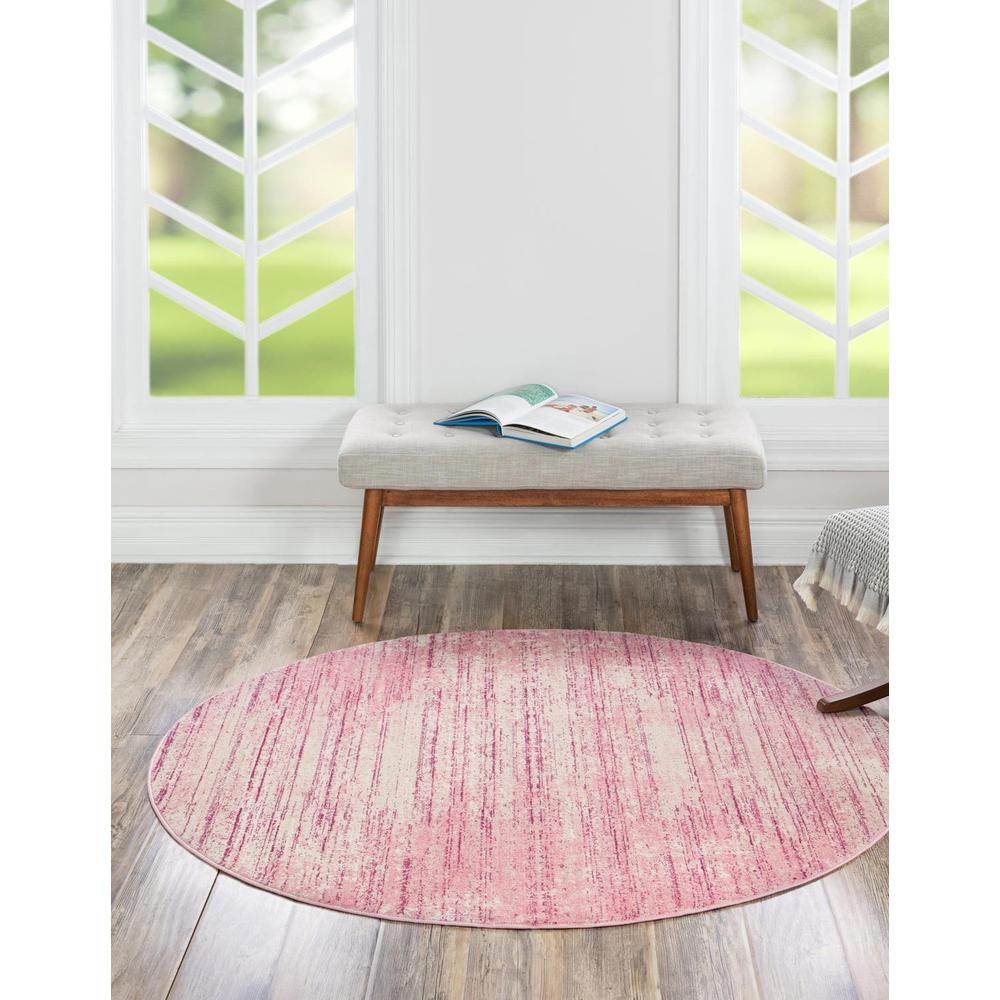 Uptown Madison Avenue Area Rug 5' 3" x 5' 3", Round Pink. Picture 2