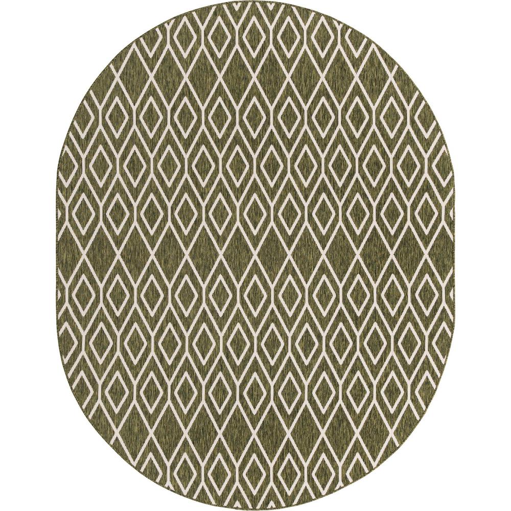 Jill Zarin Outdoor Turks and Caicos Area Rug 7' 10" x 10' 0", Oval Green. Picture 1