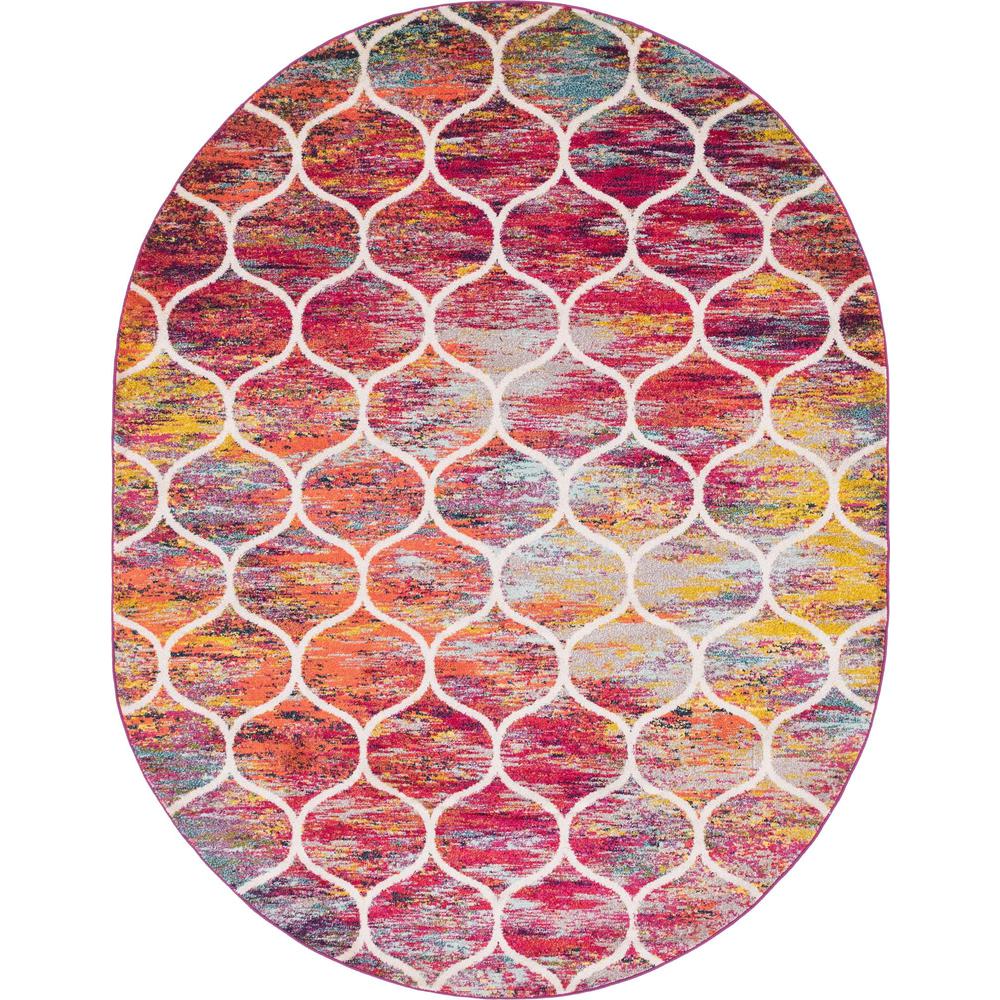 Unique Loom 8x10 Oval Rug in Multi (3151704). Picture 1
