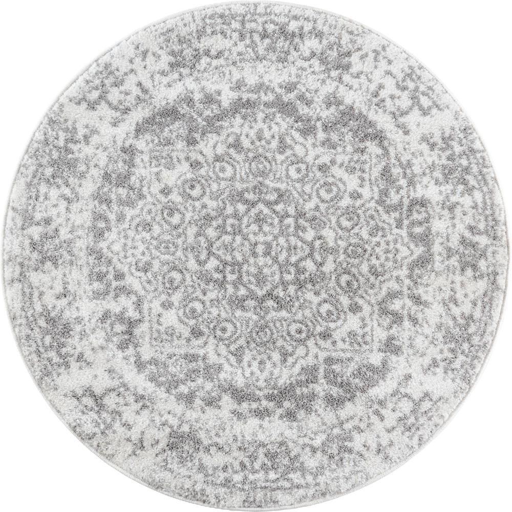 Unique Loom 3 Ft Round Rug in White (3150260). Picture 1