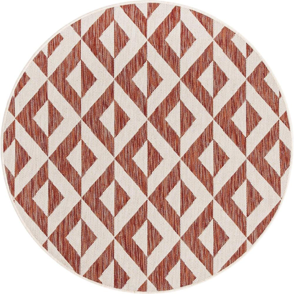 Jill Zarin Outdoor Napa Area Rug 4' 0" x 4' 0", Round Rust Red. Picture 1