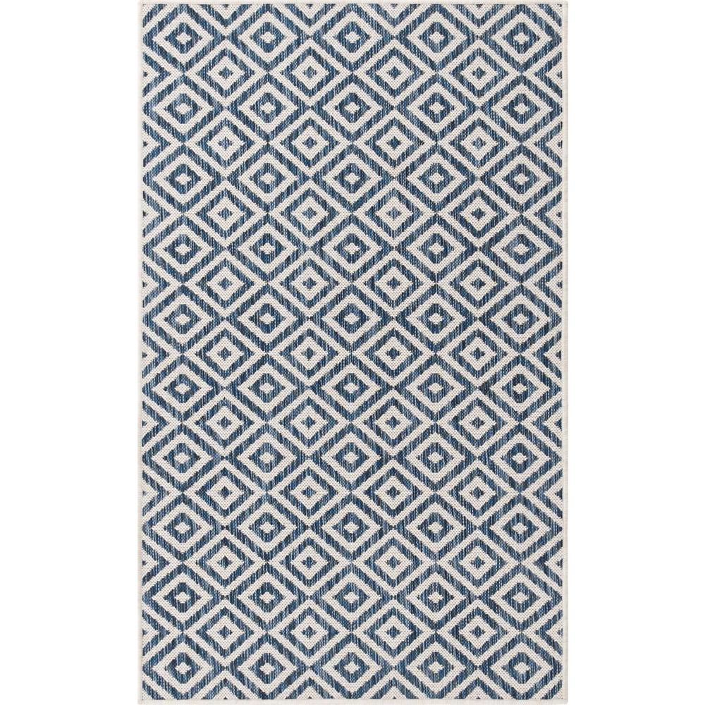 Jill Zarin Outdoor Collection, Area Rug, Blue 3' 3" x 5' 3", Rectangular. Picture 1