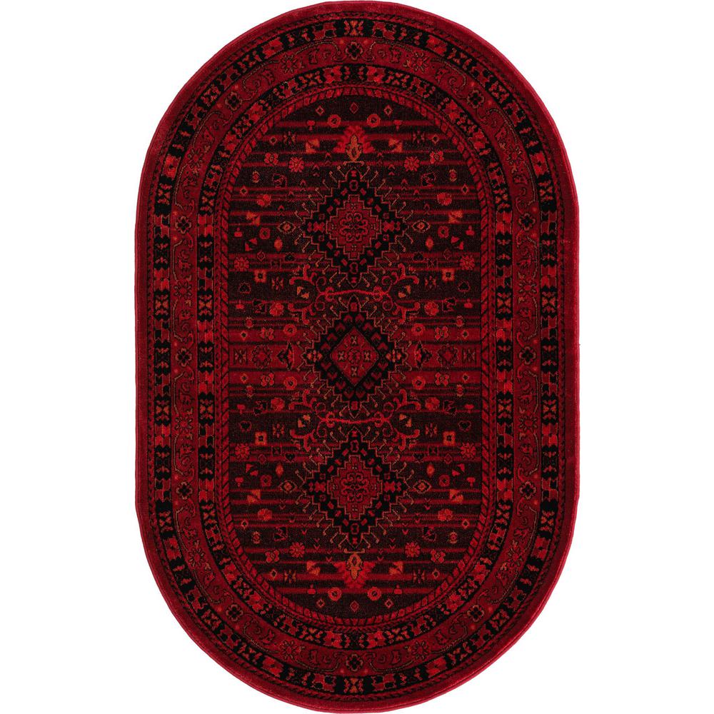Unique Loom 3x5 Oval Rug in Red (3154199). Picture 1