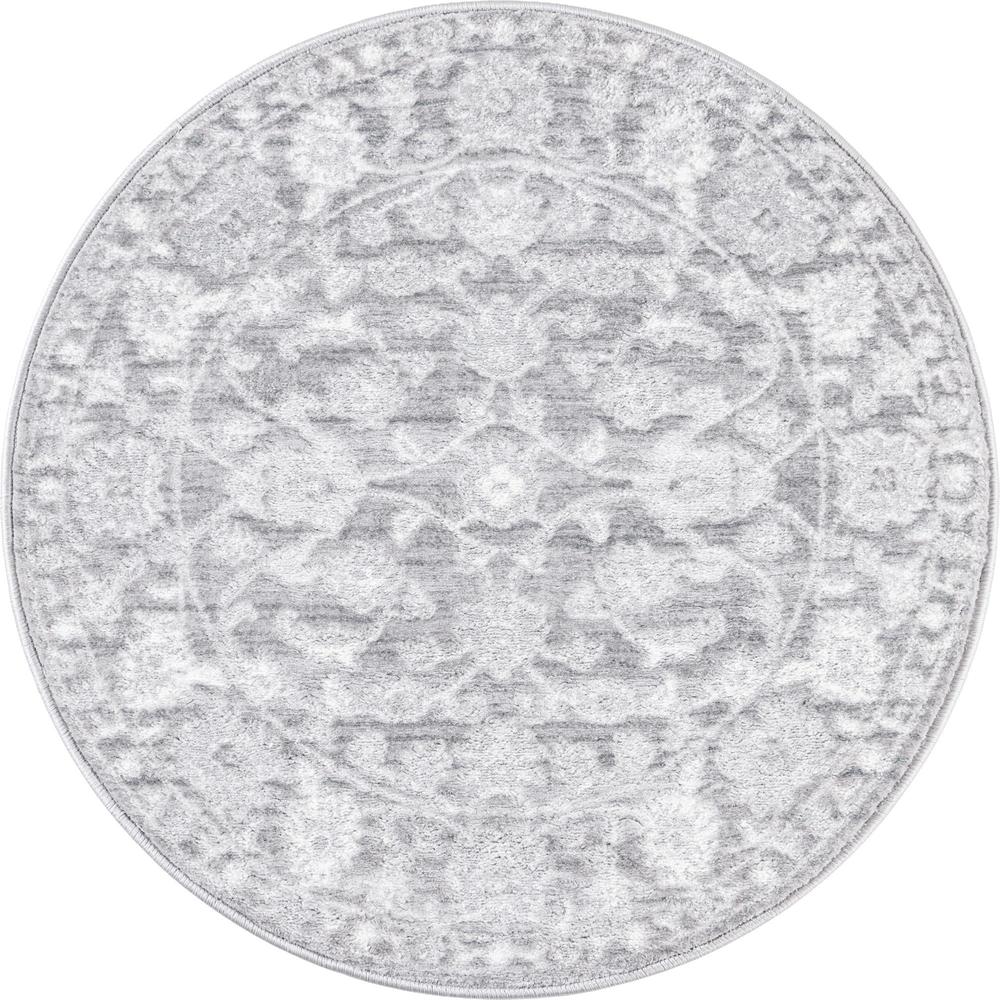 Unique Loom 3 Ft Round Rug in Gray (3150692). Picture 1