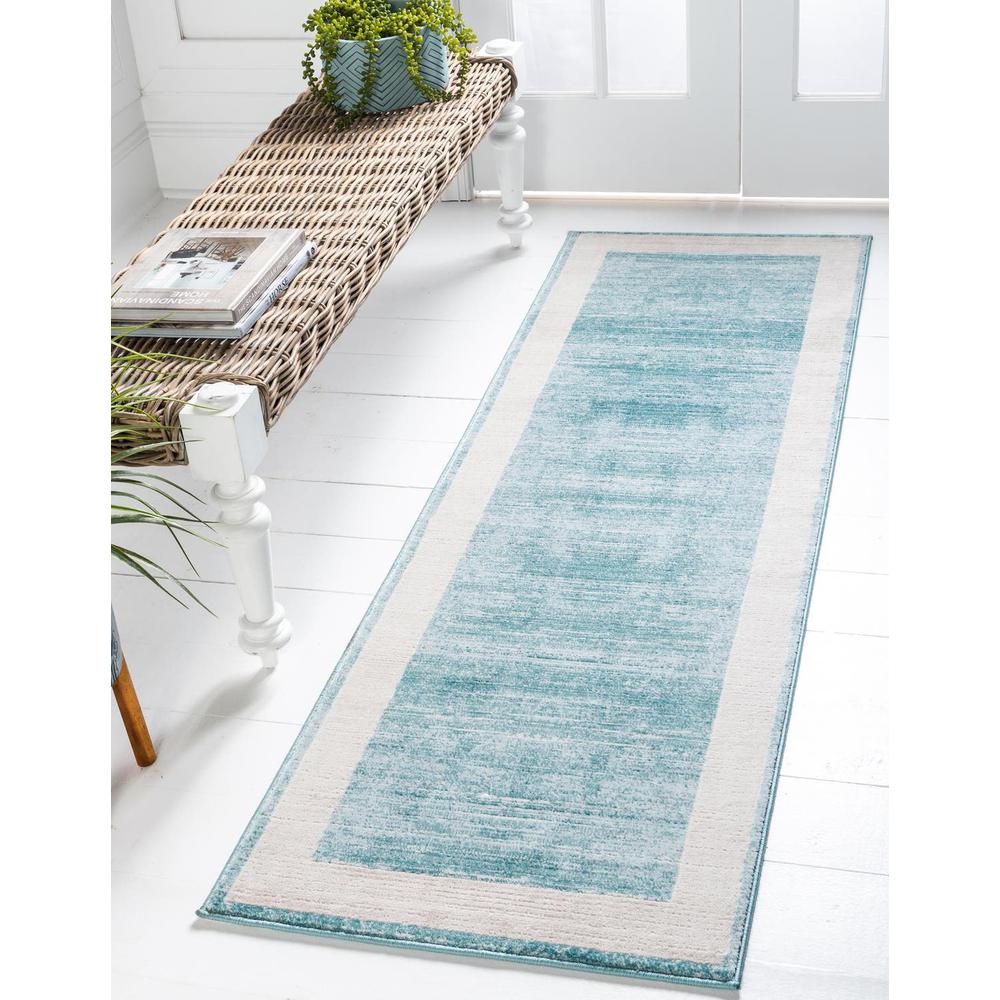 Uptown Yorkville Area Rug 2' 7" x 13' 11", Runner Turquoise. Picture 2