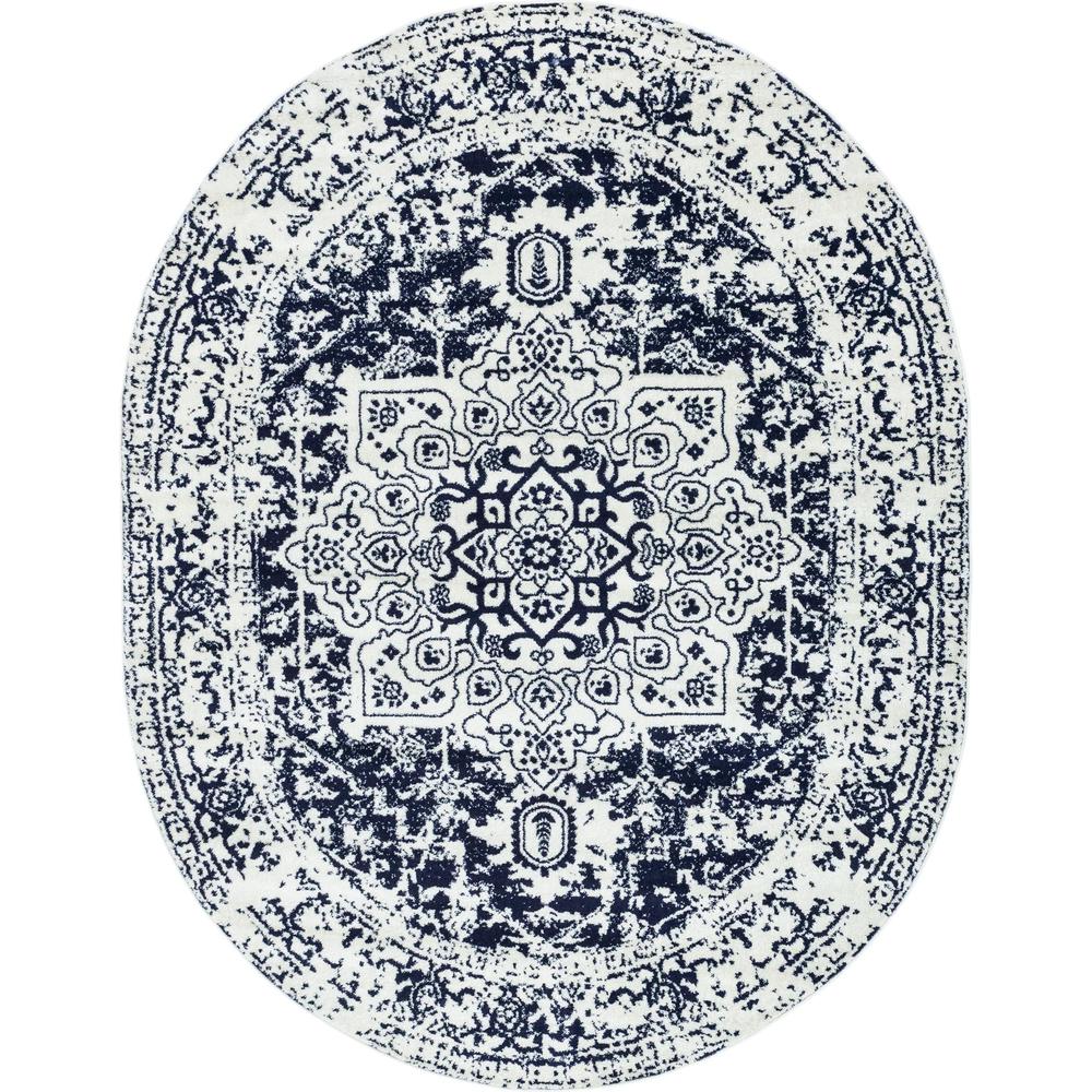 Unique Loom 8x10 Oval Rug in Blue (3150316). Picture 1
