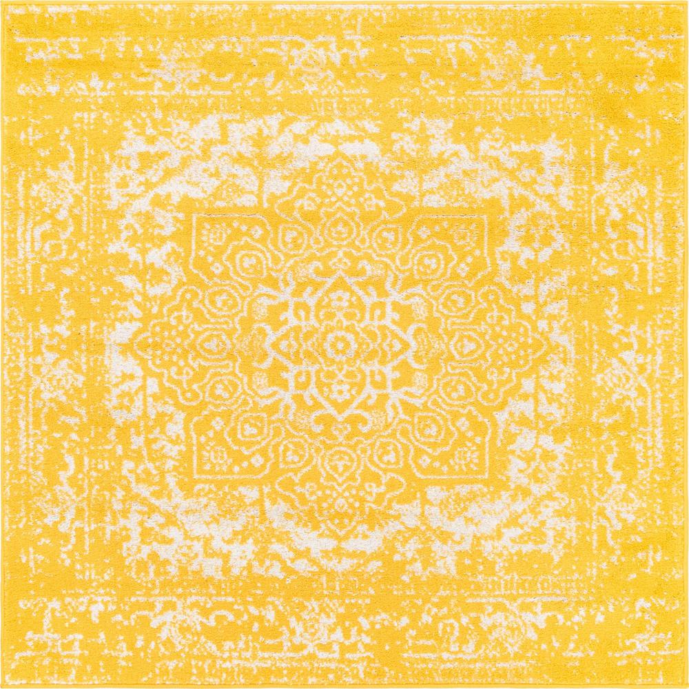 Unique Loom 5 Ft Square Rug in Yellow (3150408). Picture 1