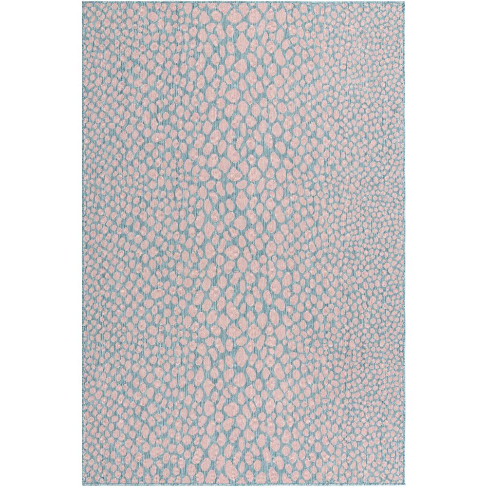 Jill Zarin Outdoor Cape Town Area Rug 6' 0" x 9' 0", Rectangular Pink and Aqua. Picture 1