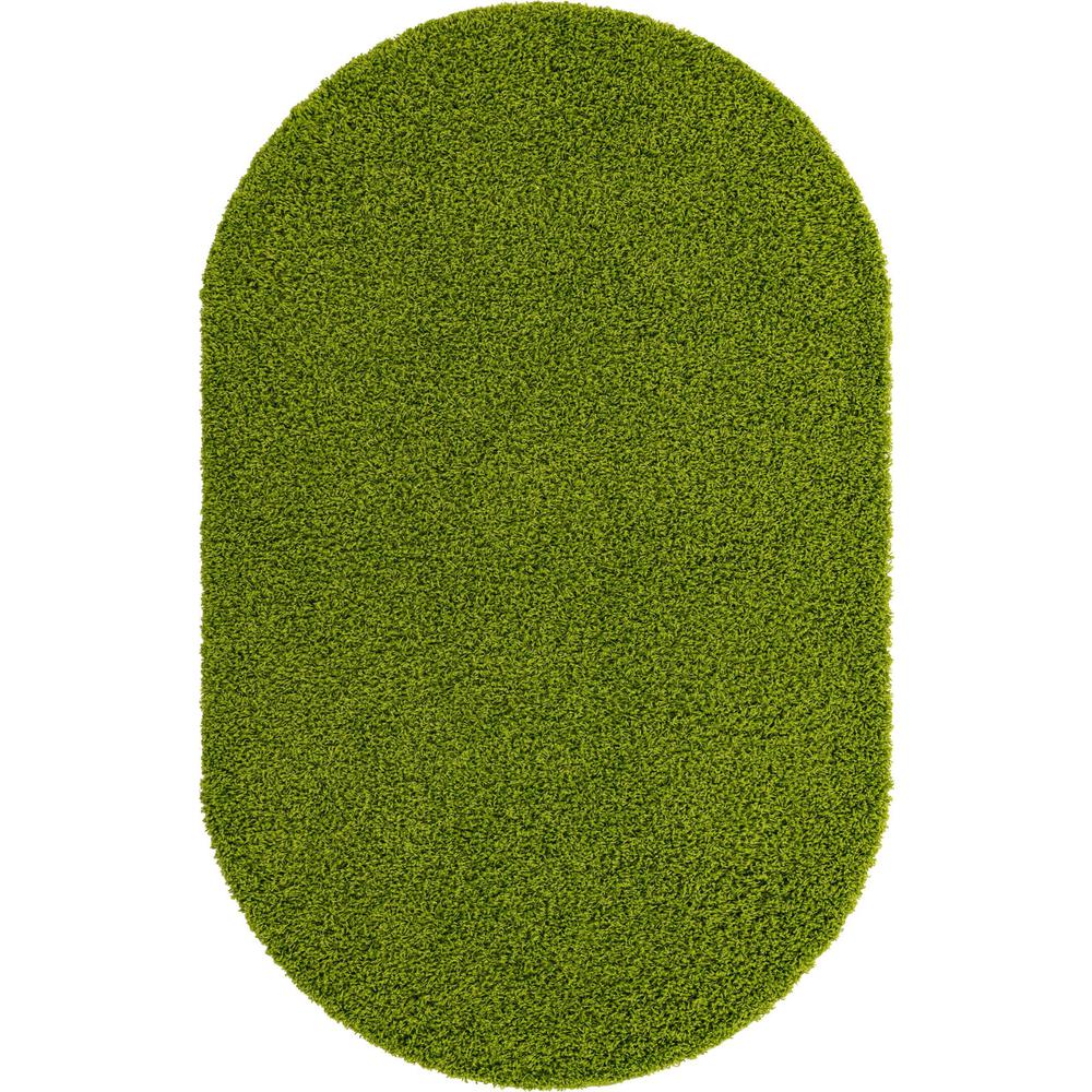 Unique Loom 5x8 Oval Rug in Grass Green (3151416). Picture 1