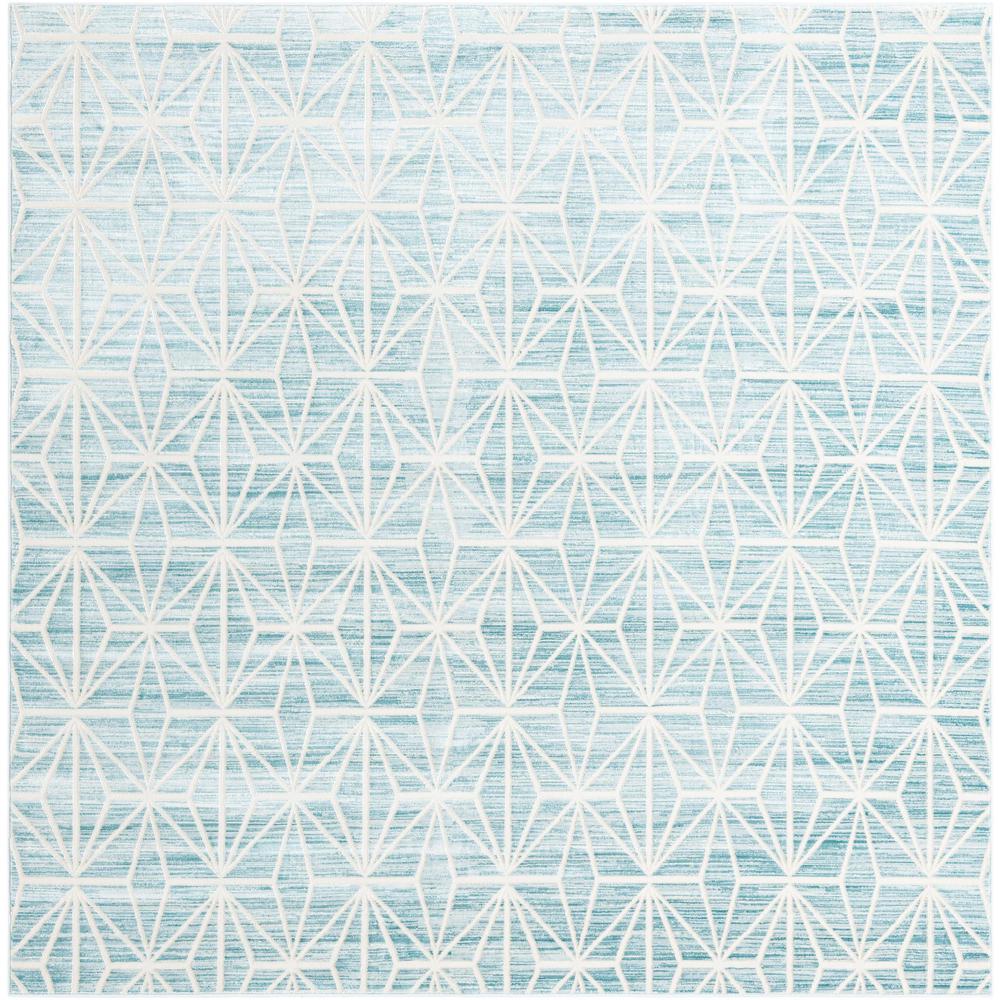 Uptown Fifth Avenue Area Rug 7' 10" x 7' 10", Square Blue. Picture 1