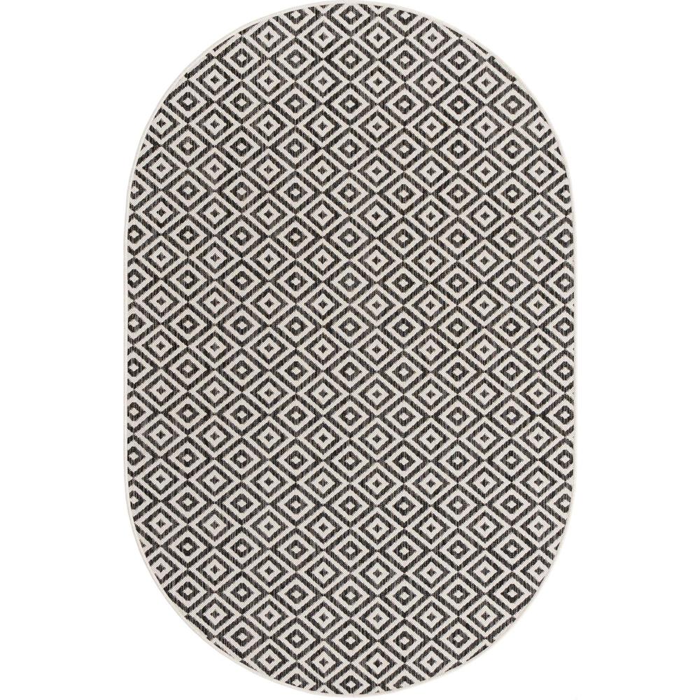Jill Zarin Outdoor Costa Rica Area Rug 5' 3" x 8' 0", Oval Charcoal Gray. Picture 1