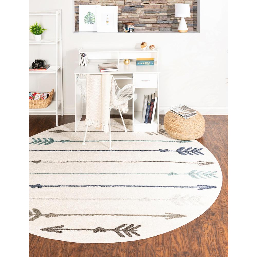 Unique Loom 3 Ft Round Rug in Ivory (3164353). Picture 2