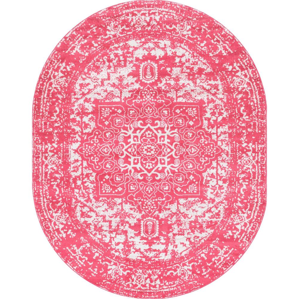 Unique Loom 8x10 Oval Rug in Pink (3150508). Picture 1