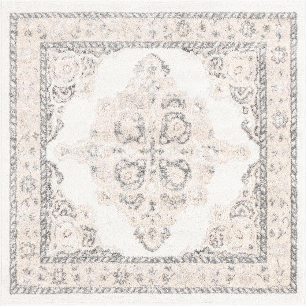 Unique Loom 4 Ft Square Rug in Ivory (3158874). Picture 1