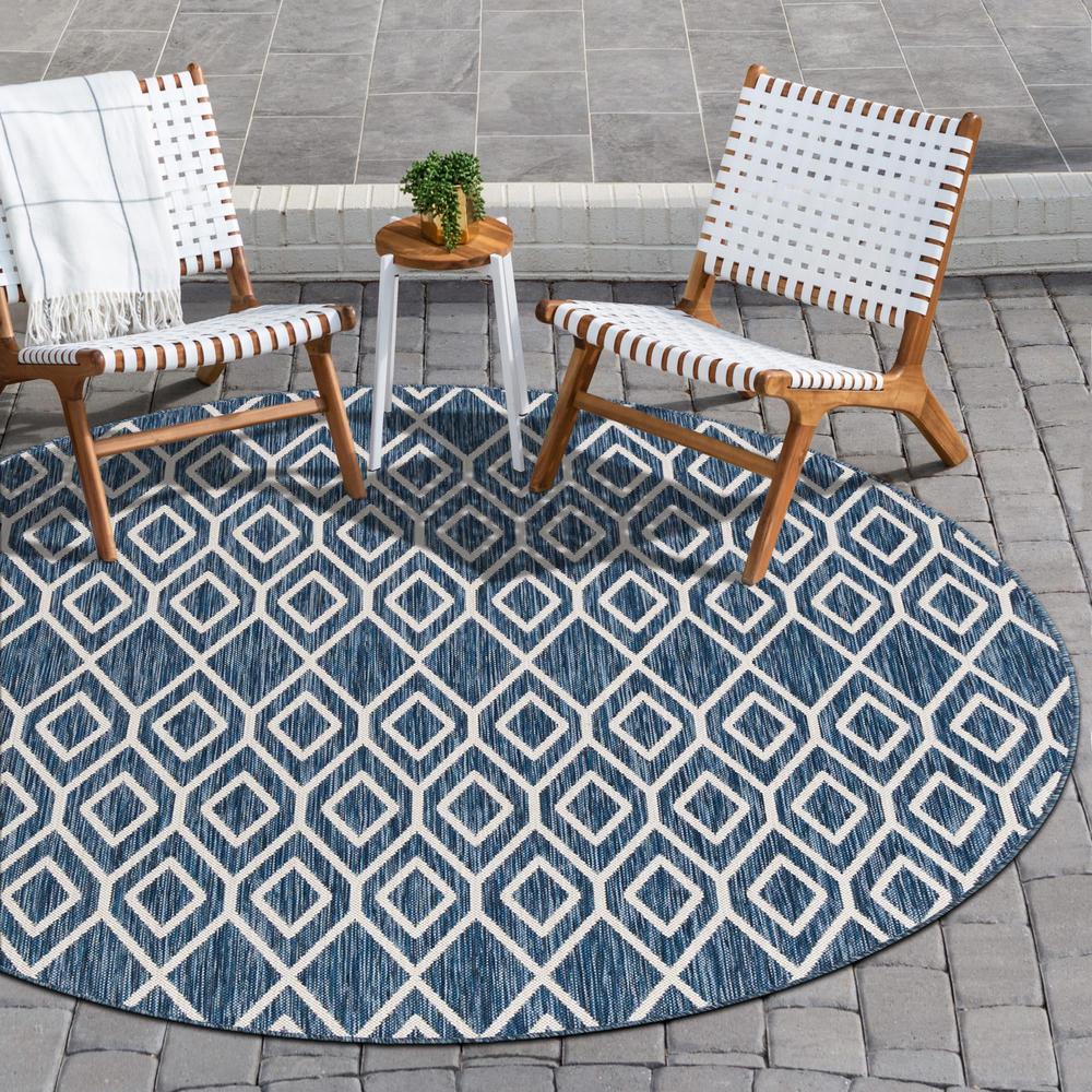 Jill Zarin Outdoor Turks and Caicos Area Rug 6' 7" x 6' 7", Round Blue. Picture 2