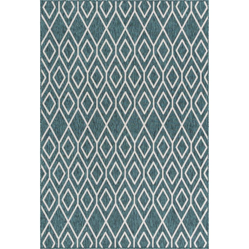 Jill Zarin Outdoor Turks and Caicos Area Rug 6' 0" x 9' 0", Rectangular Teal. Picture 1