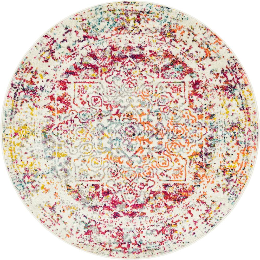 Unique Loom 5 Ft Round Rug in Ivory (3150549). Picture 1