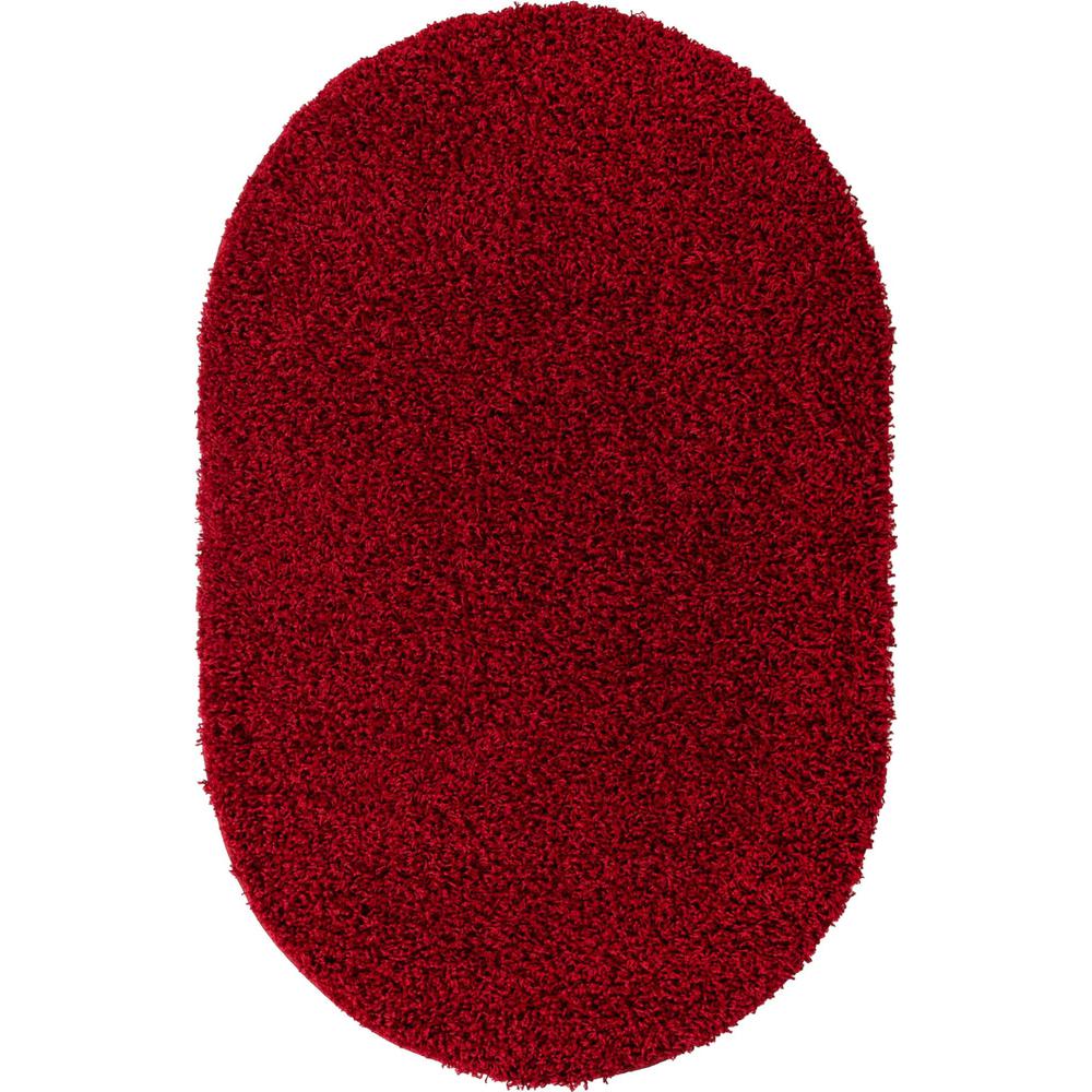 Unique Loom 3x5 Oval Rug in Cherry Red (3151396). Picture 1