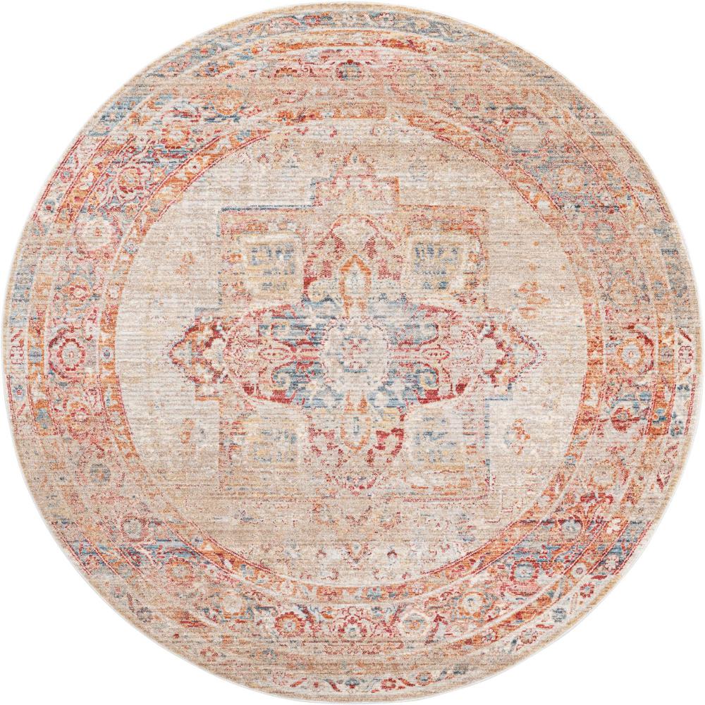 Unique Loom 5 Ft Round Rug in Red (3147917). Picture 1
