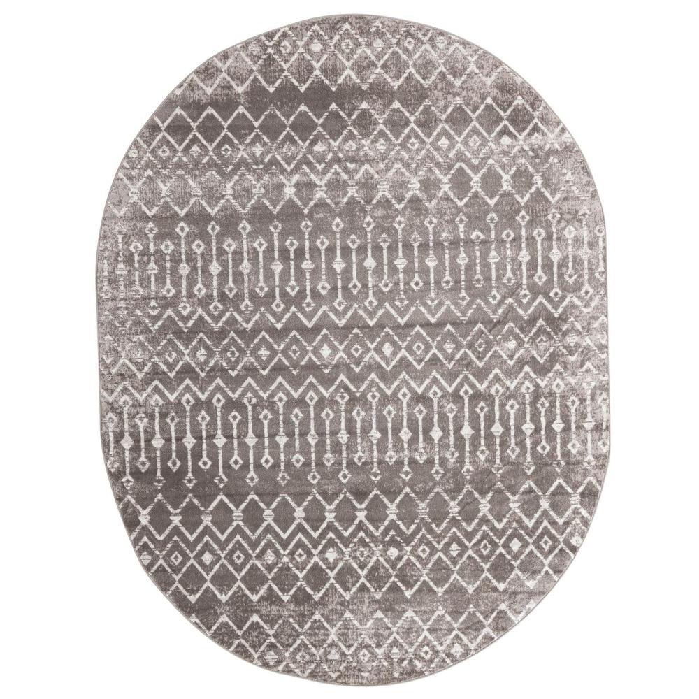 Unique Loom 8x10 Oval Rug in Gray (3161047). Picture 1