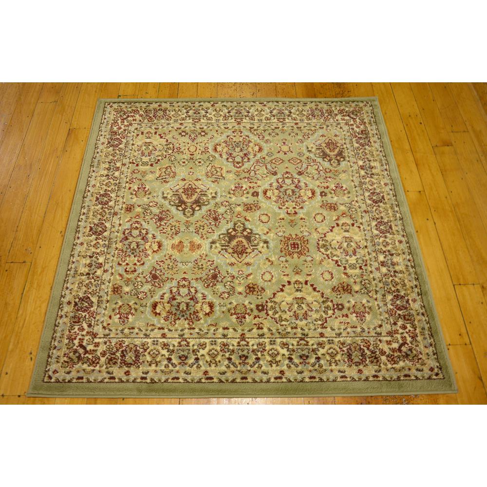 Colonial Voyage Rug, Light Green (4' 0 x 4' 0). Picture 3