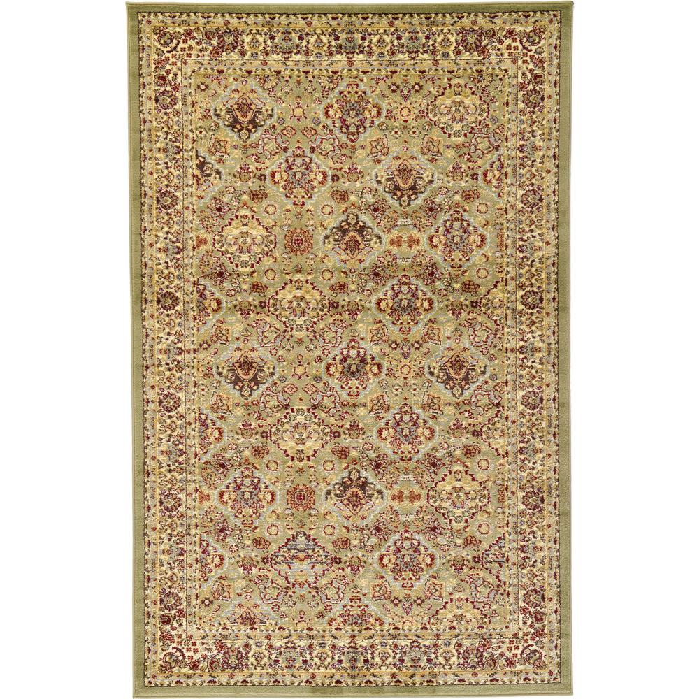 Colonial Voyage Rug, Light Green (5' 0 x 8' 0). Picture 1