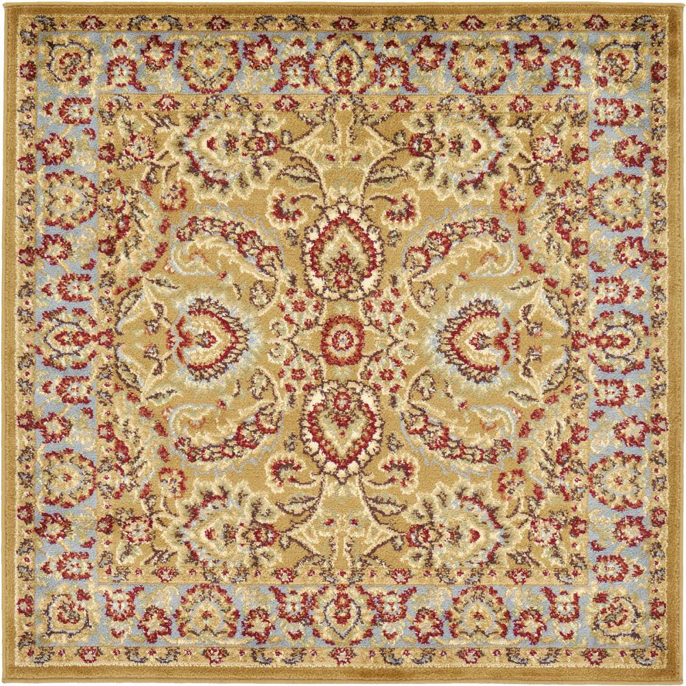 Asheville Voyage Rug, Gold/Ivory (4' 0 x 4' 0). Picture 1
