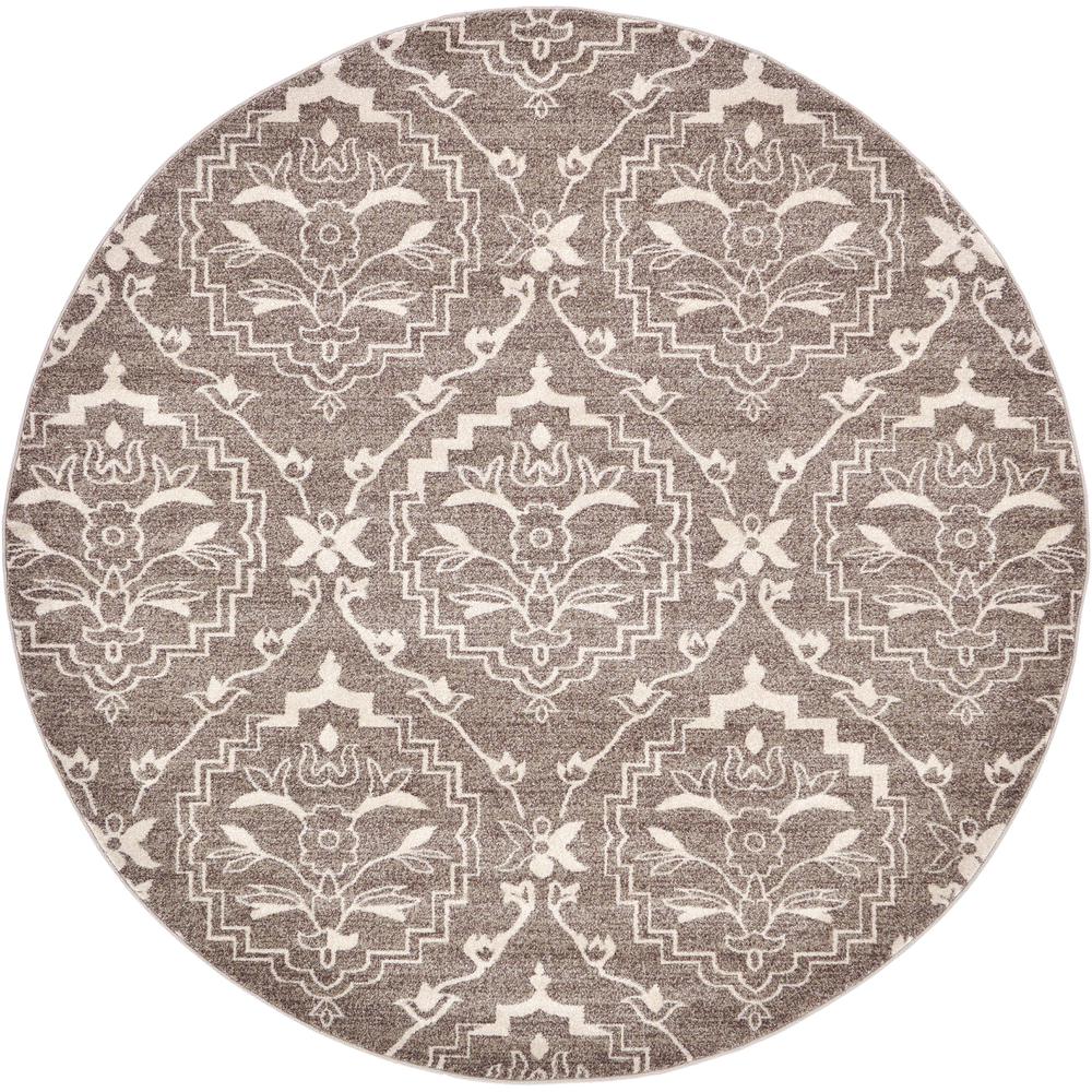 Joyous Damask Rug, Light Brown (8' 0 x 8' 0). Picture 1