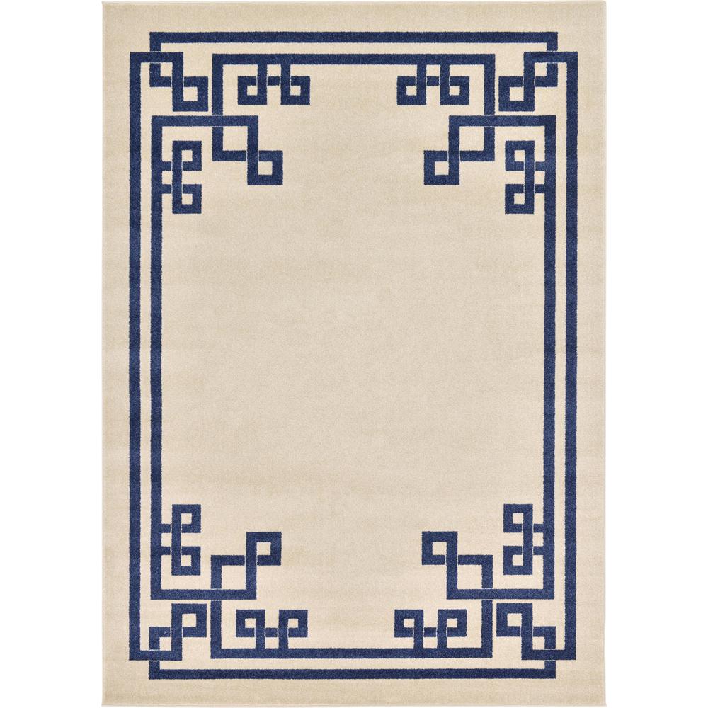 Geometric Athens Rug, Beige/Navy Blue (9' 0 x 12' 0). Picture 1