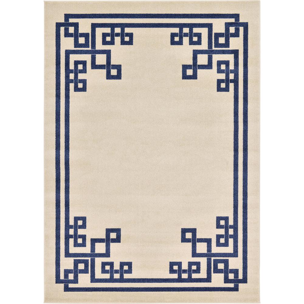Geometric Athens Rug, Beige/Navy Blue (7' 0 x 10' 0). Picture 1