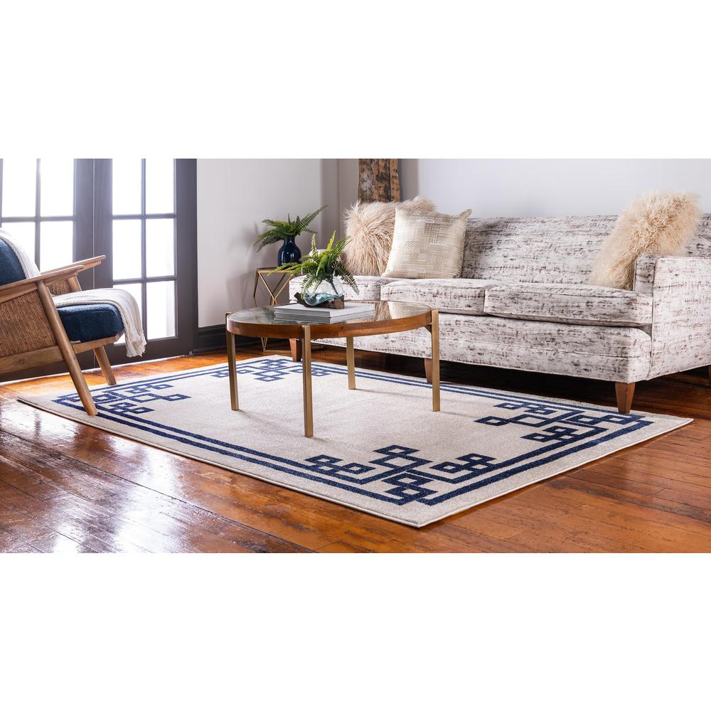 Geometric Athens Rug, Beige/Navy Blue (9' 0 x 12' 0). Picture 4