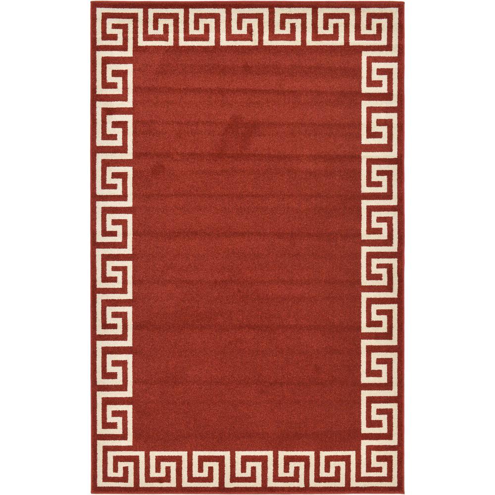 Modern Athens Rug, Burgundy (5' 0 x 8' 0). Picture 1