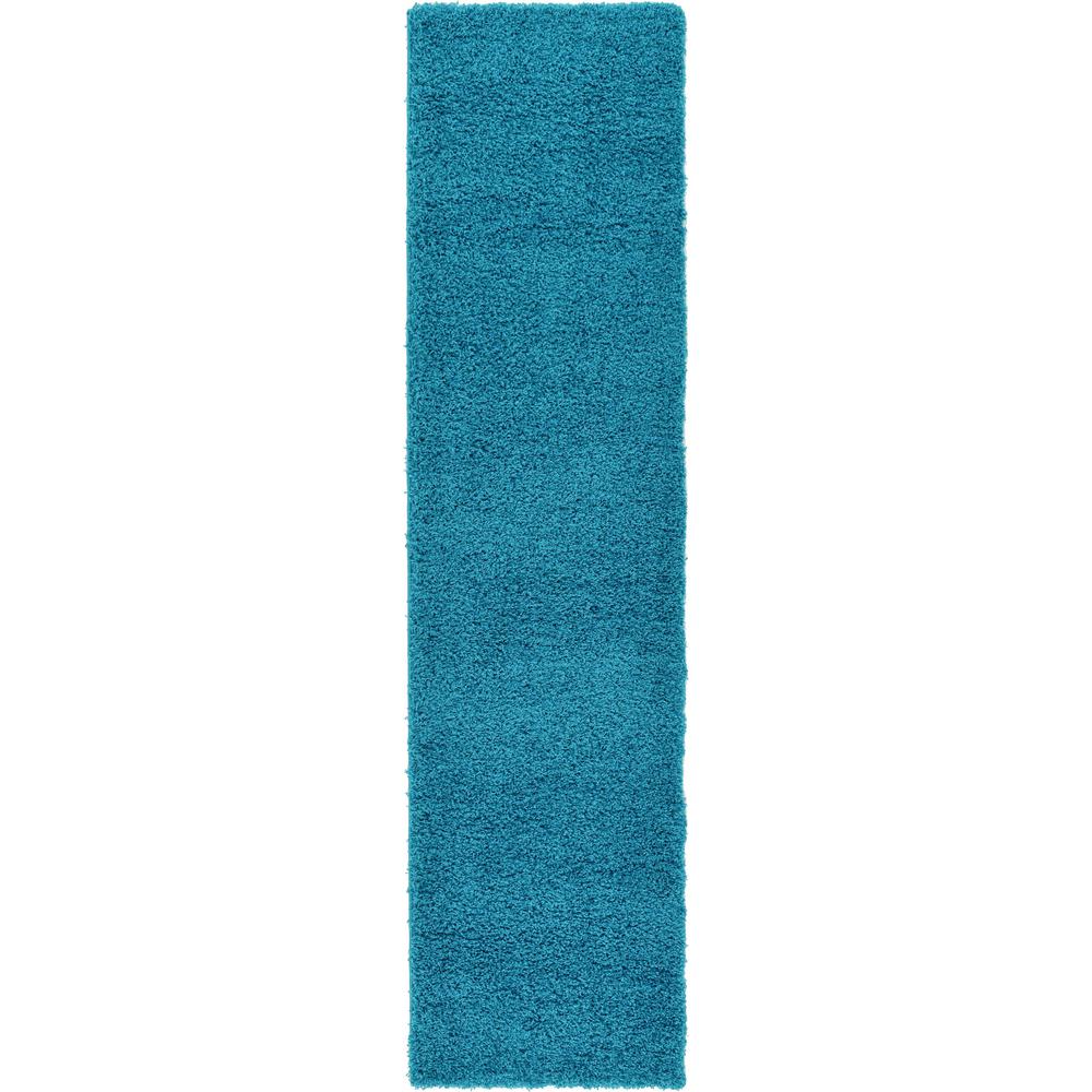 Solid Shag Rug, Turquoise (2' 6 x 10' 0). Picture 1
