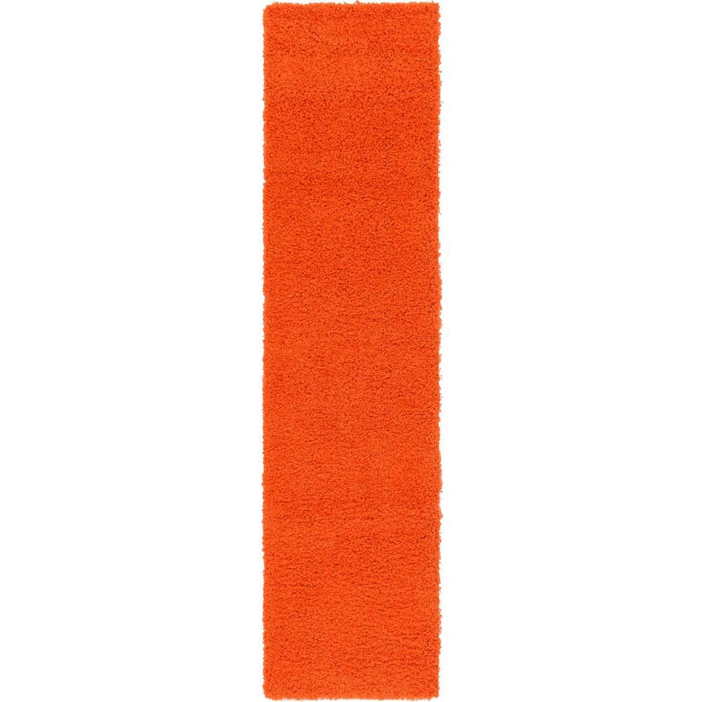 Solid Shag Rug, Tiger Orange (2' 6 x 10' 0). Picture 1