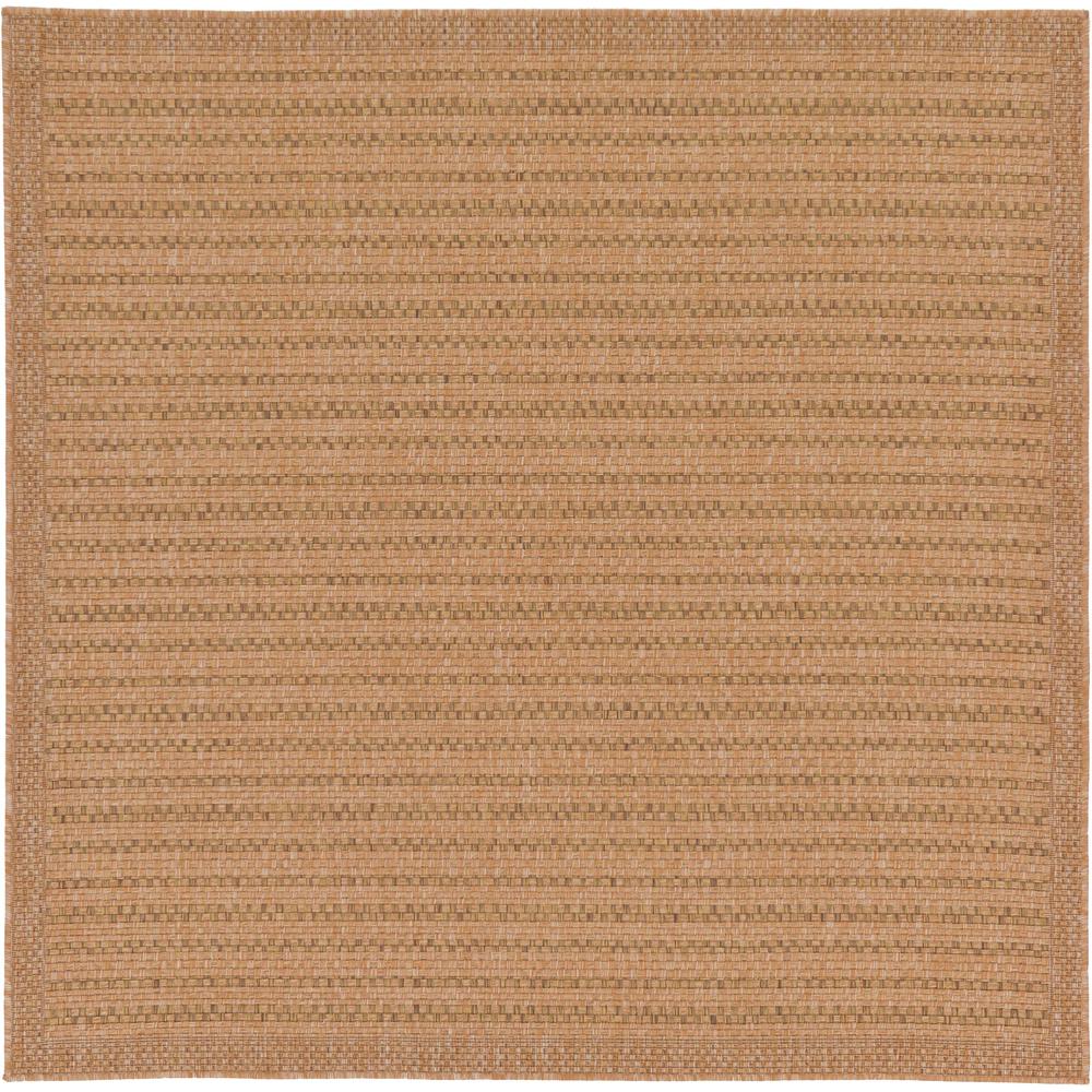 Outdoor Checkered Rug, Light Brown (6' 0 x 6' 0). Picture 1