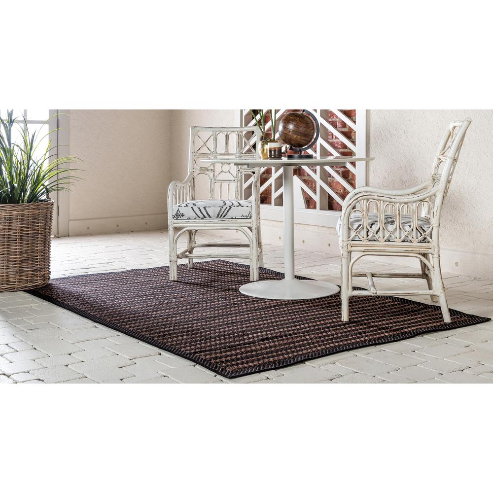 Outdoor Checkered Rug, Black (7' 0 x 10' 0). Picture 3