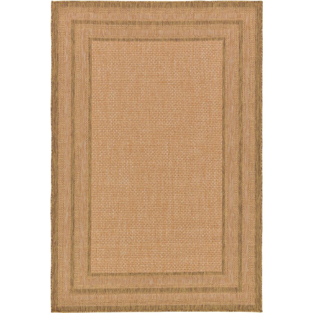 Outdoor Multi Border Rug, Light Brown (5' 3 x 8' 0). Picture 1